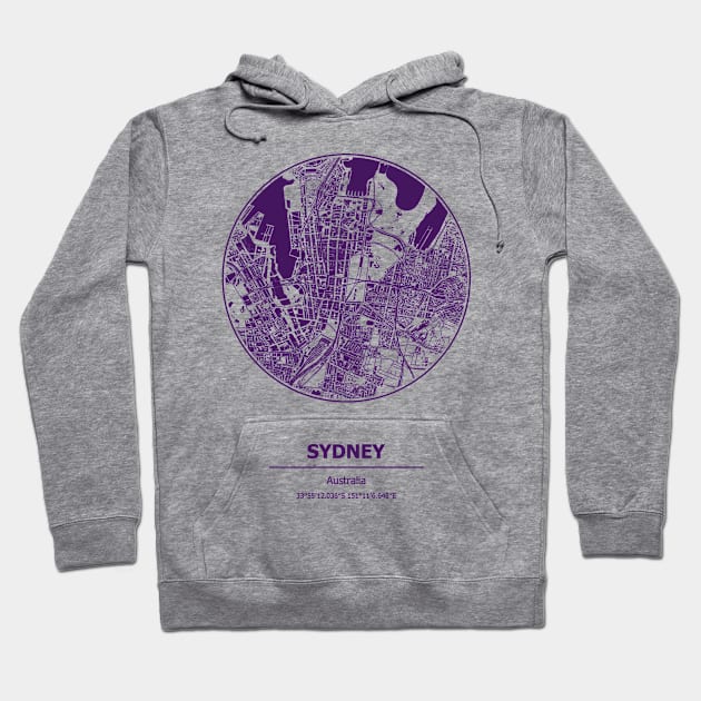 Sydney city map coordinates Hoodie by SerenityByAlex